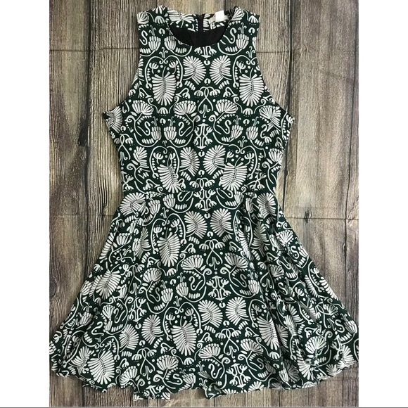 H&M Green Cream Sleeveless Aline Dress 8 4 S Small - Picture 3 of 7